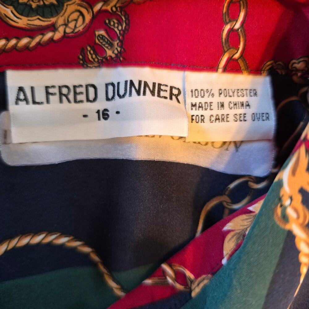Alfred Dunner Shirt Women's 16 Forest Green Red Heritage Crest Button Up Preppy - Picture 4 of 7